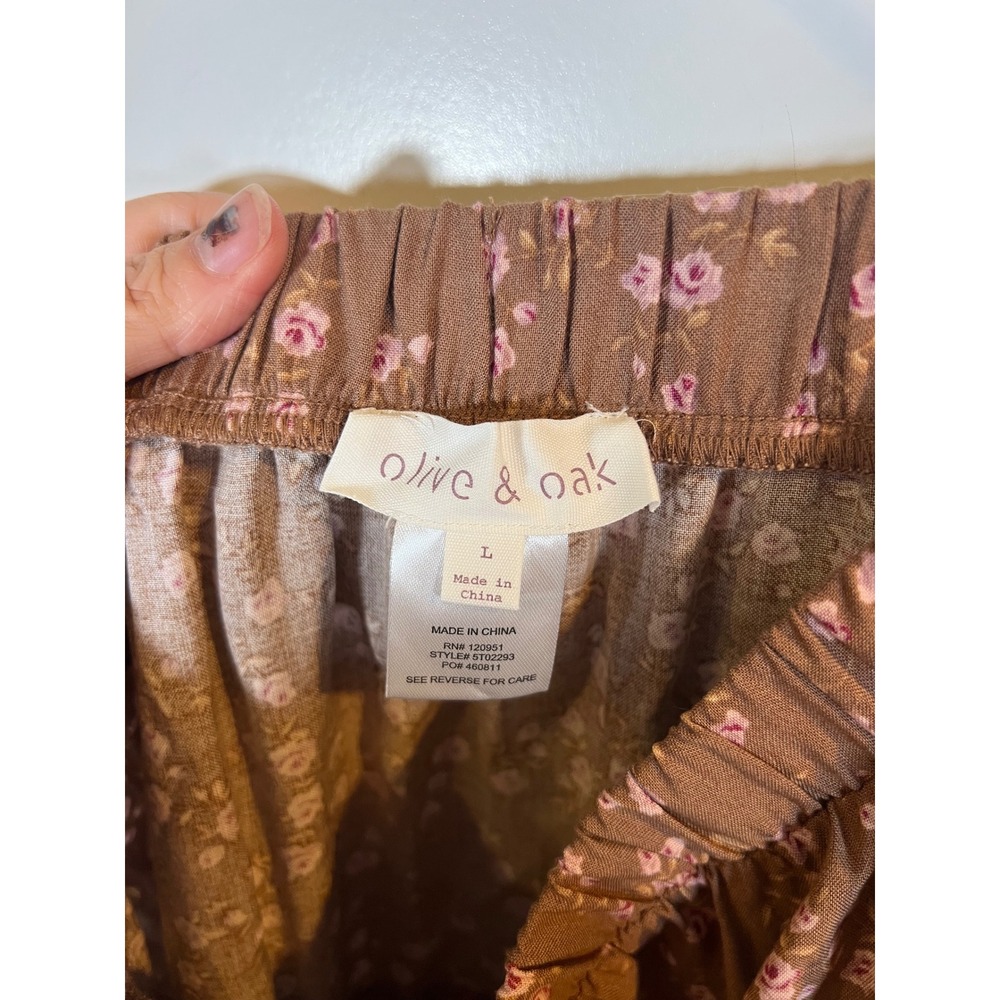Olive & Oak Womens Maxi Skirt Tiered Floral Brown Large - Picture 2 of 6